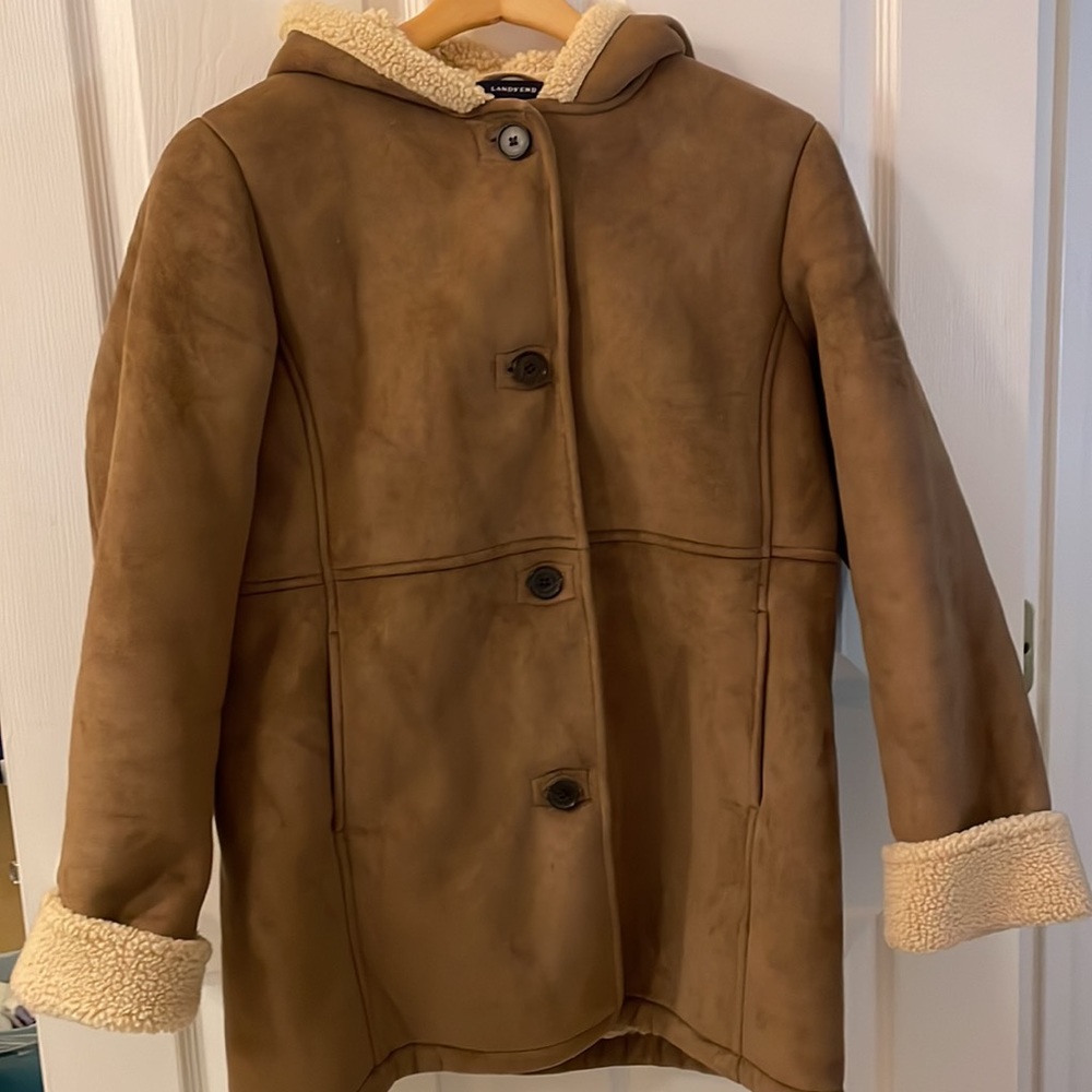 Lands End Faux Shearling Coat